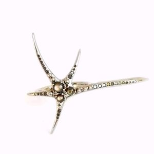 Star Sapphire Diamond Starfish 9K Two-Finger Ring